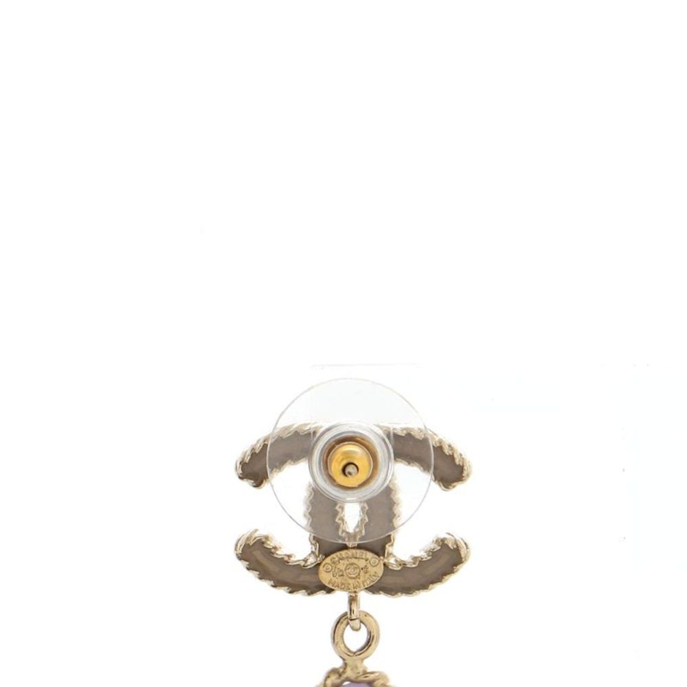 Chanel Oval CC Dangle Earrings Metal with Enamel and Resin Gold - Picture 4 of 4